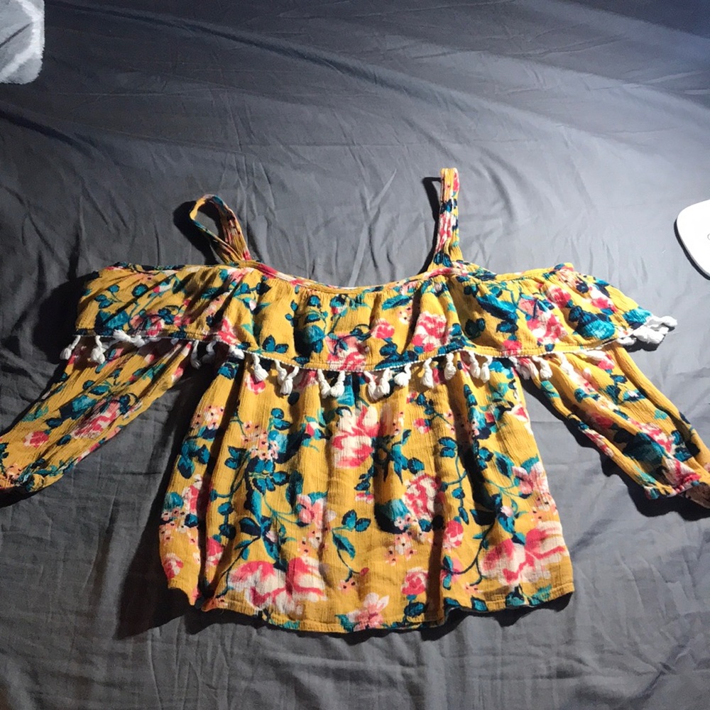 off the shoulder floral shirt with ruffle things